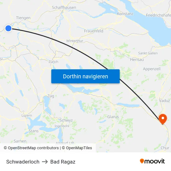 Schwaderloch to Bad Ragaz map