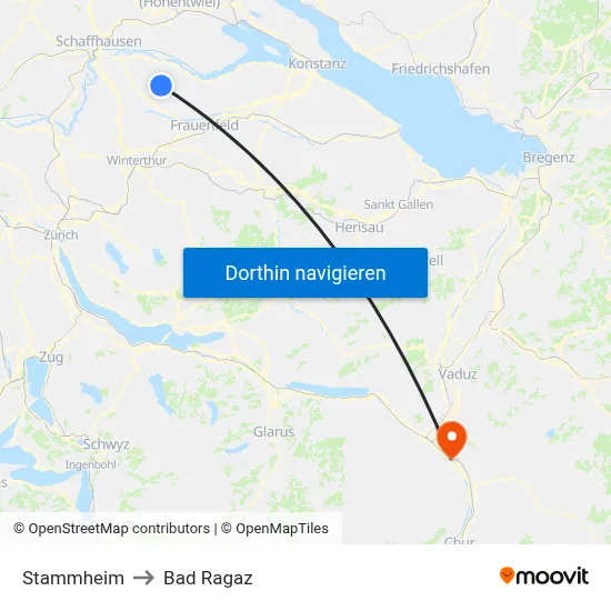 Stammheim to Bad Ragaz map