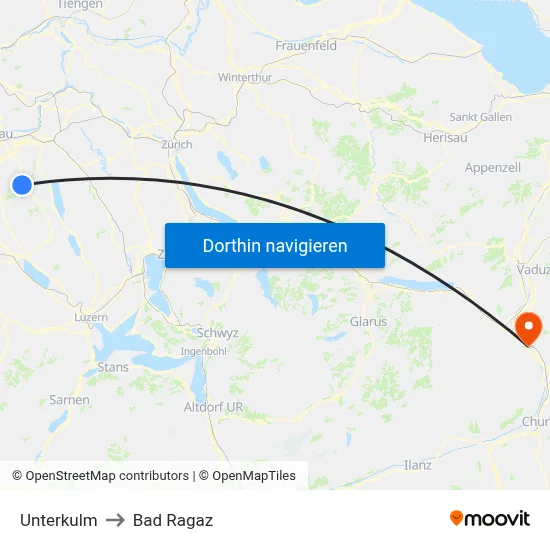 Unterkulm to Bad Ragaz map