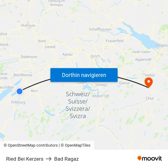 Ried Bei Kerzers to Bad Ragaz map