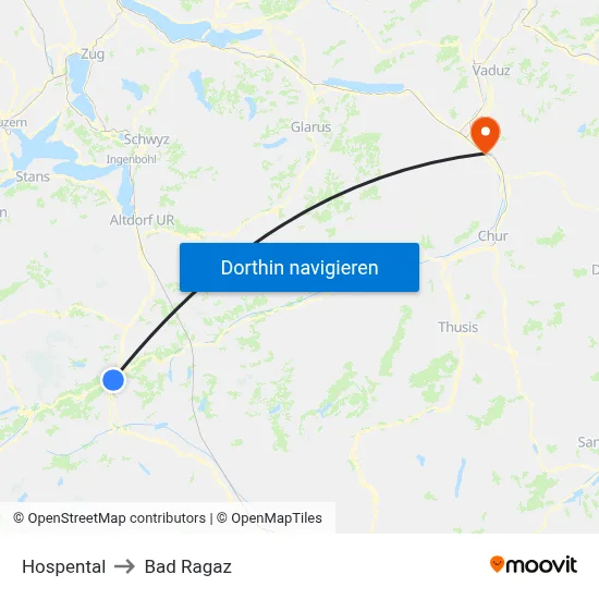 Hospental to Bad Ragaz map