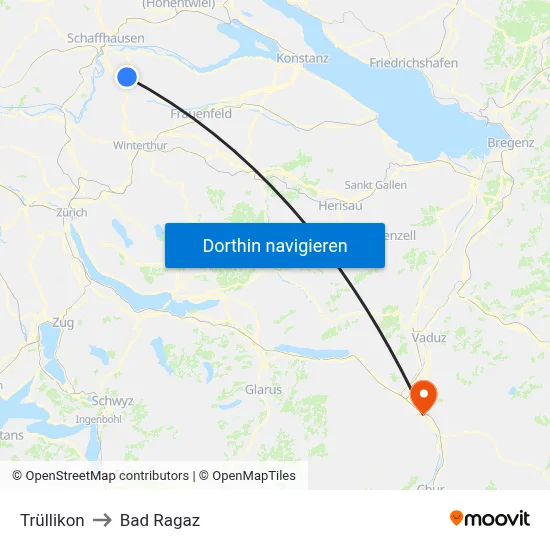 Trüllikon to Bad Ragaz map