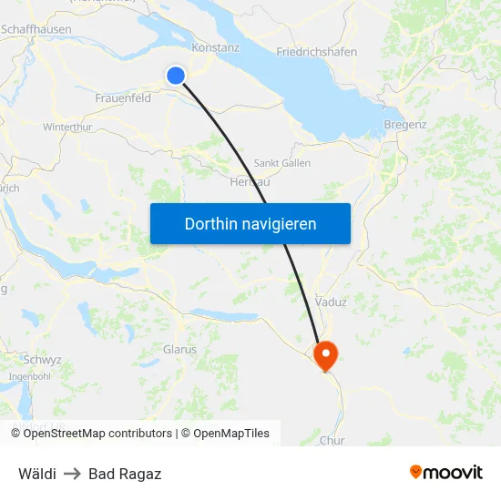 Wäldi to Bad Ragaz map