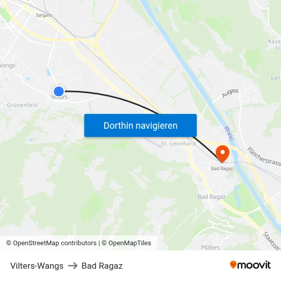 Vilters-Wangs to Bad Ragaz map