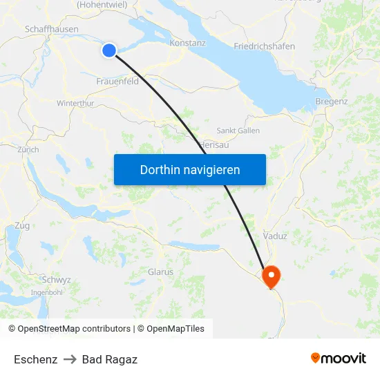 Eschenz to Bad Ragaz map