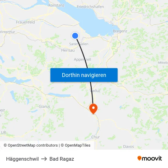 Häggenschwil to Bad Ragaz map