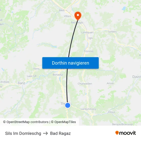 Sils Im Domleschg to Bad Ragaz map