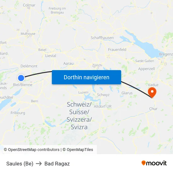 Saules (Be) to Bad Ragaz map