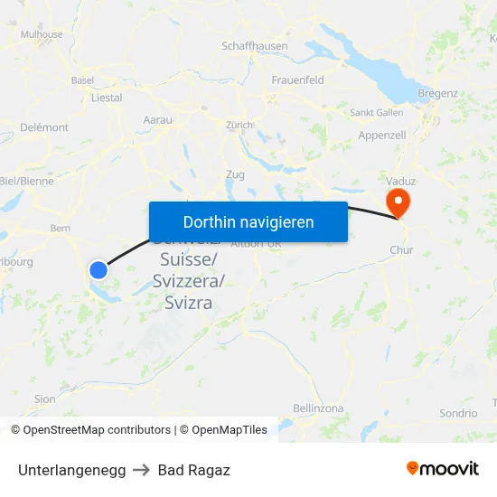 Unterlangenegg to Bad Ragaz map