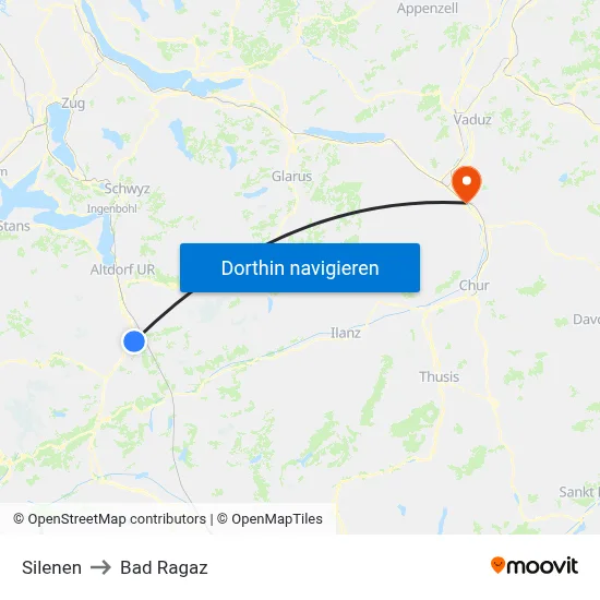 Silenen to Bad Ragaz map