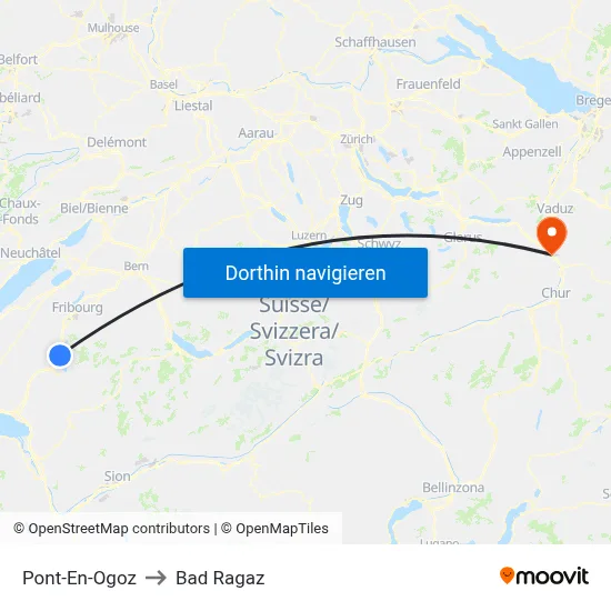 Pont-En-Ogoz to Bad Ragaz map