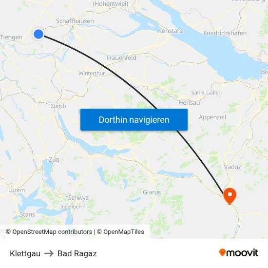 Klettgau to Bad Ragaz map
