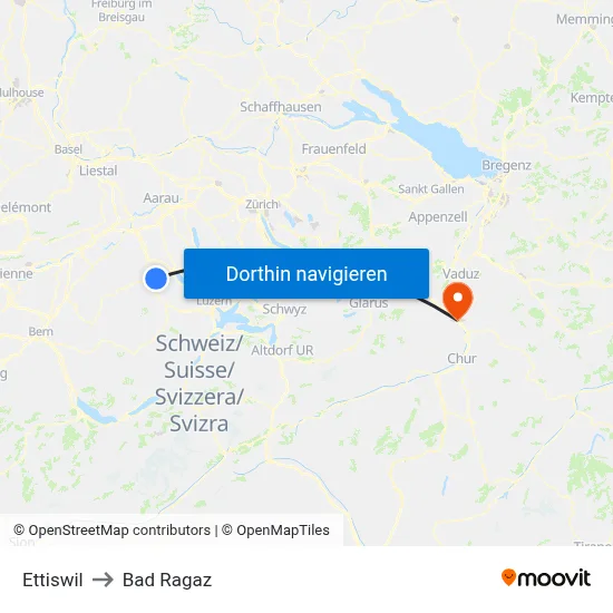 Ettiswil to Bad Ragaz map