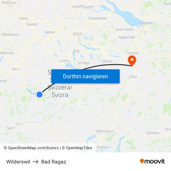 Wilderswil to Bad Ragaz map
