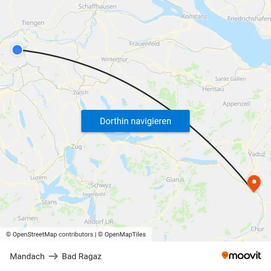 Mandach to Bad Ragaz map