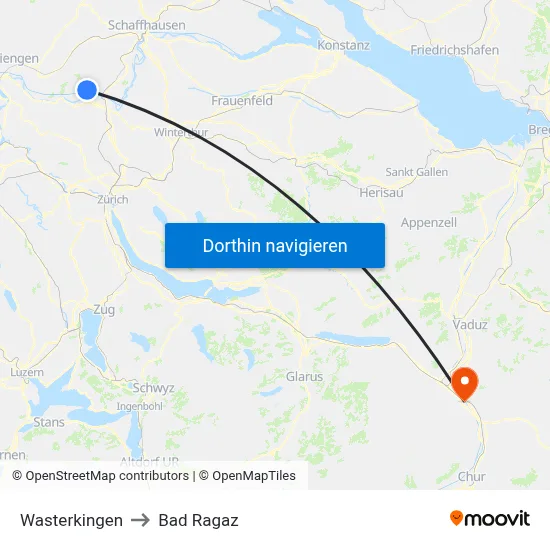 Wasterkingen to Bad Ragaz map