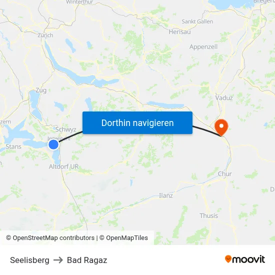 Seelisberg to Bad Ragaz map