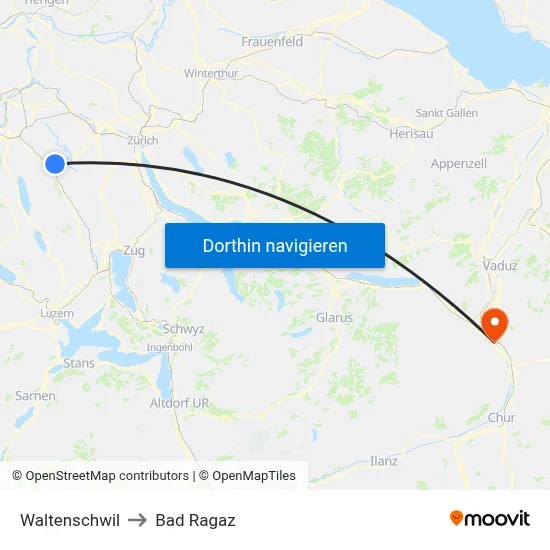 Waltenschwil to Bad Ragaz map