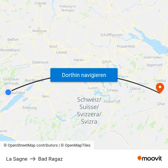 La Sagne to Bad Ragaz map