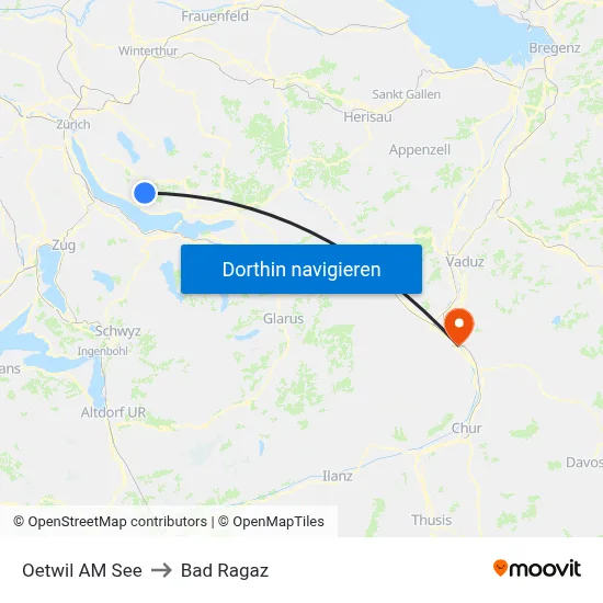 Oetwil AM See to Bad Ragaz map