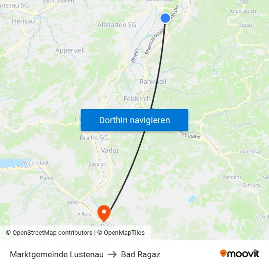 Marktgemeinde Lustenau to Bad Ragaz map