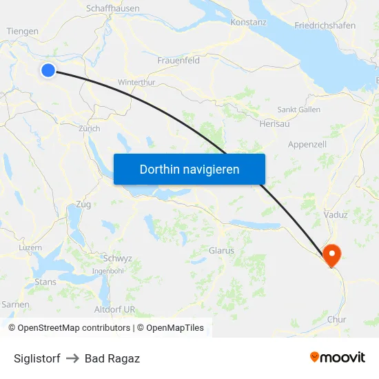 Siglistorf to Bad Ragaz map