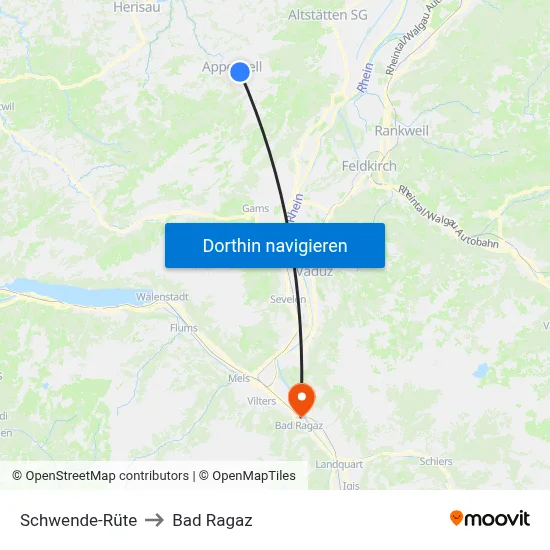 Schwende-Rüte to Bad Ragaz map