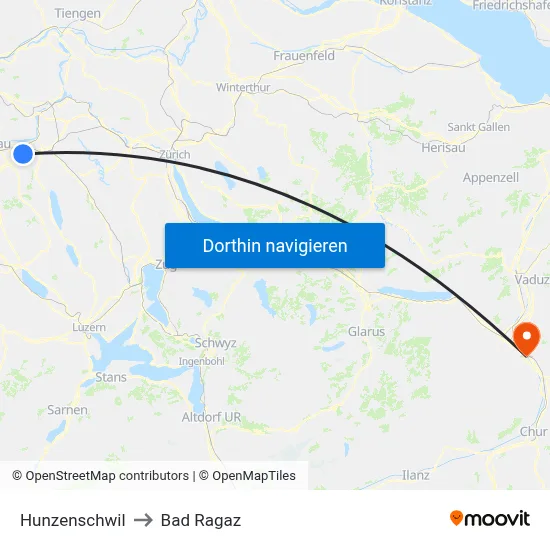 Hunzenschwil to Bad Ragaz map