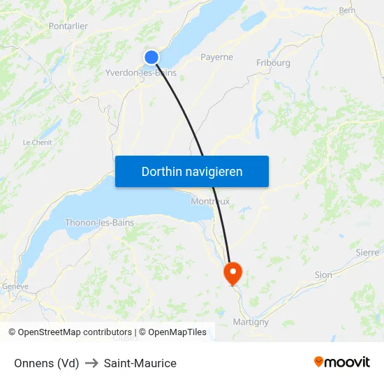 Onnens (Vd) to Saint-Maurice map