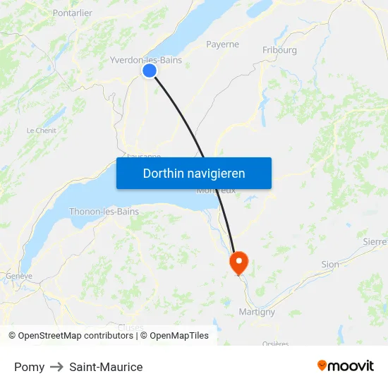 Pomy to Saint-Maurice map