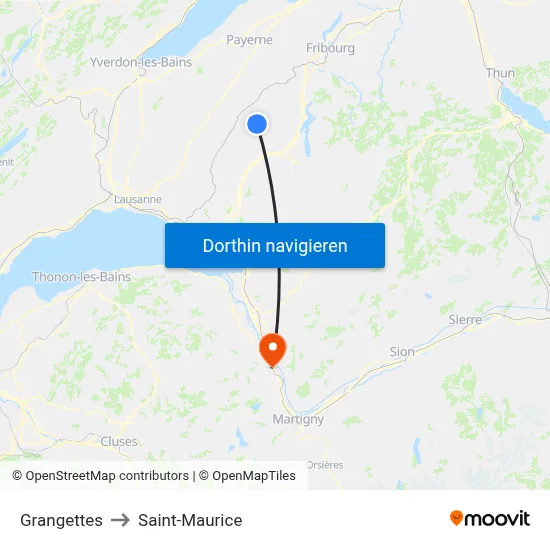 Grangettes to Saint-Maurice map