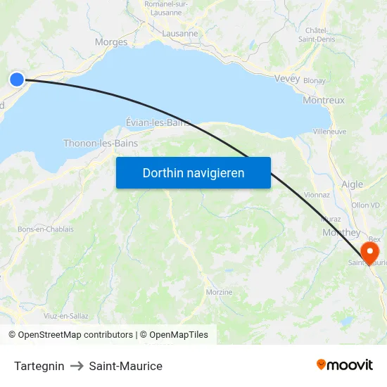 Tartegnin to Saint-Maurice map