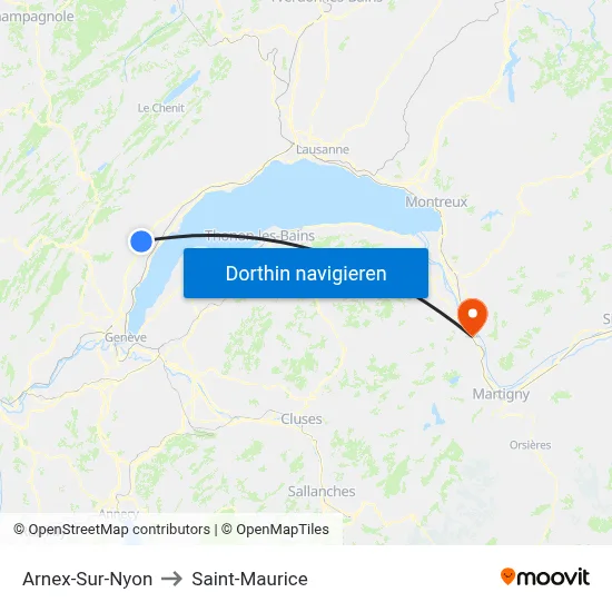 Arnex-Sur-Nyon to Saint-Maurice map