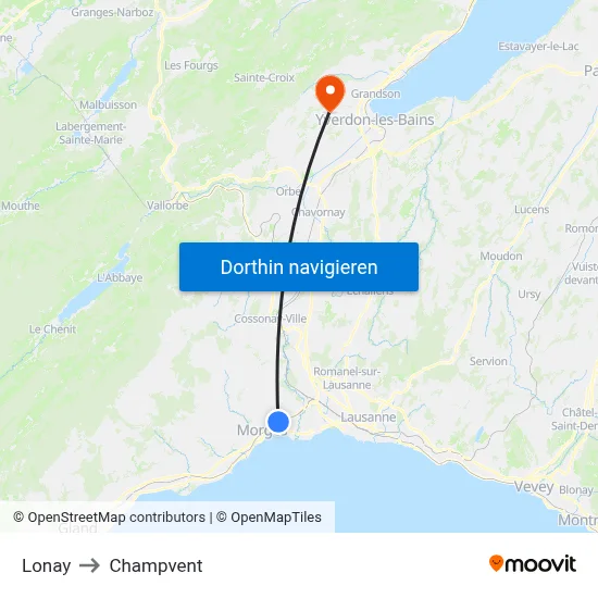 Lonay to Champvent map