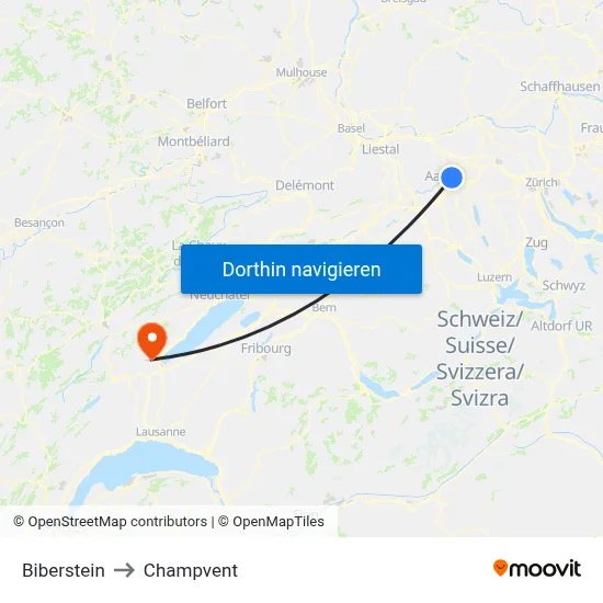 Biberstein to Champvent map