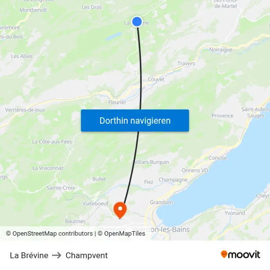 La Brévine to Champvent map