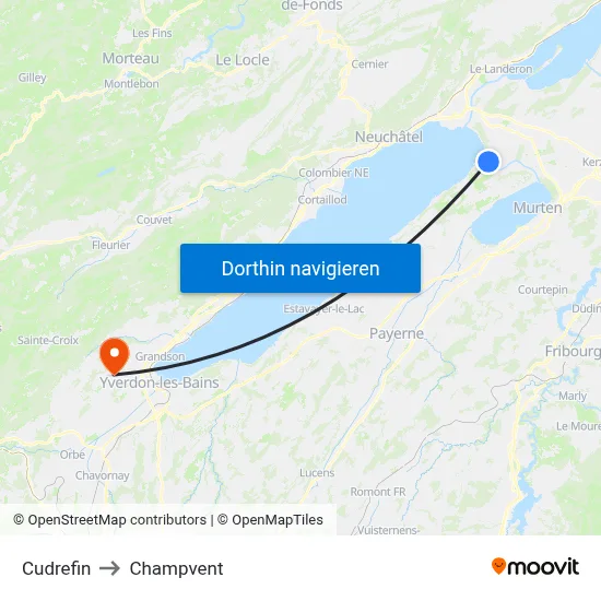 Cudrefin to Champvent map