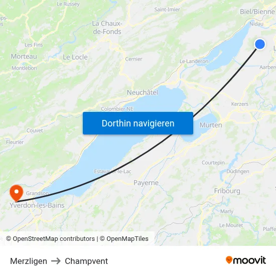 Merzligen to Champvent map
