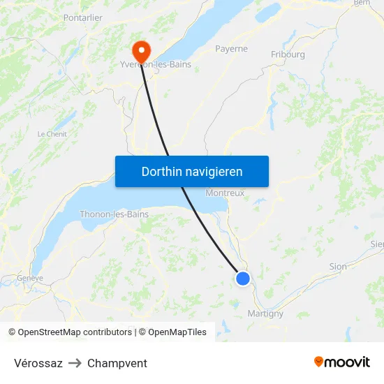 Vérossaz to Champvent map