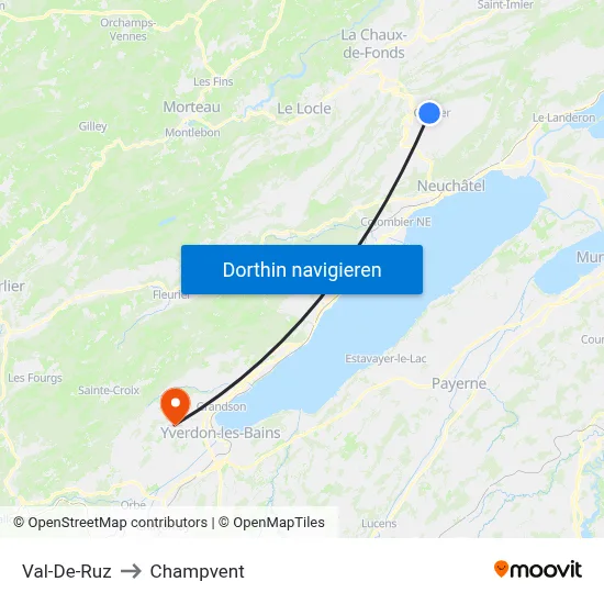 Val-De-Ruz to Champvent map