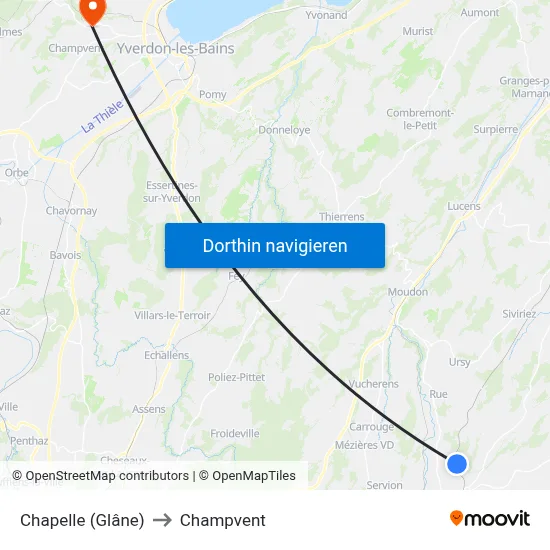 Chapelle (Glâne) to Champvent map