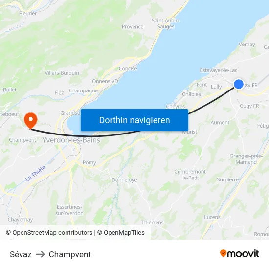 Sévaz to Champvent map