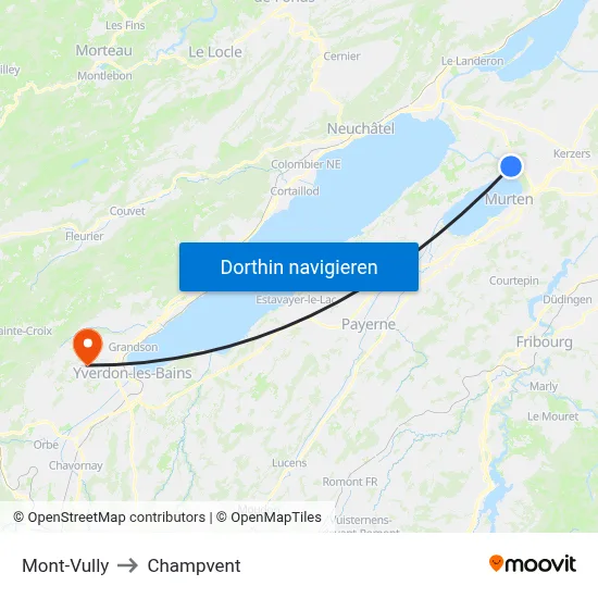 Mont-Vully to Champvent map