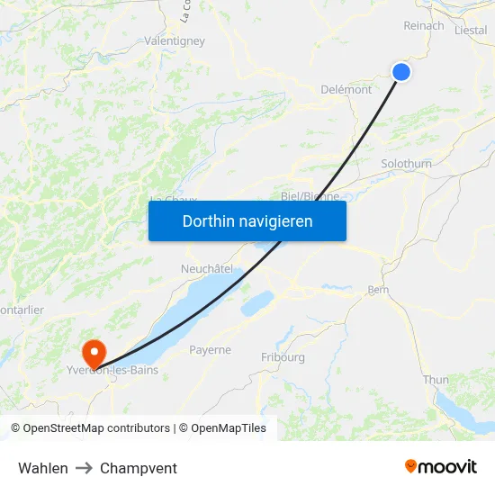 Wahlen to Champvent map