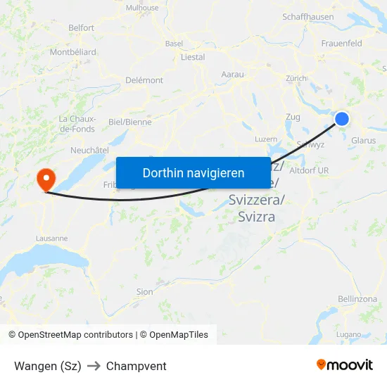 Wangen (Sz) to Champvent map