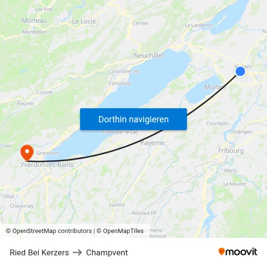 Ried Bei Kerzers to Champvent map