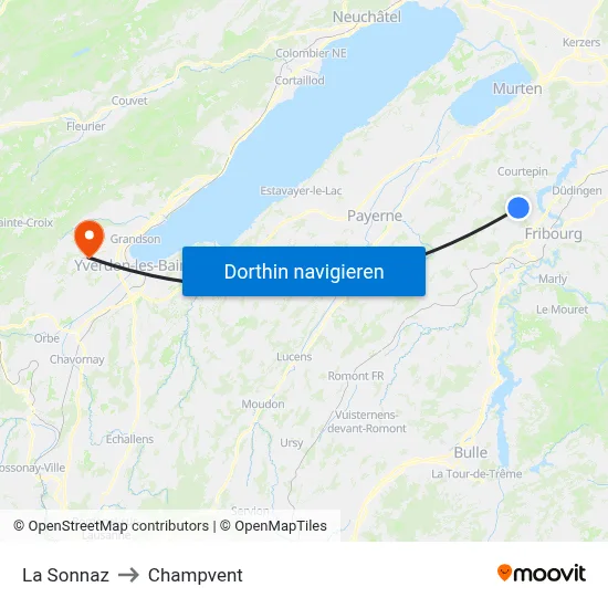 La Sonnaz to Champvent map