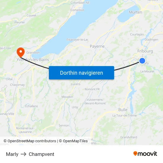 Marly to Champvent map