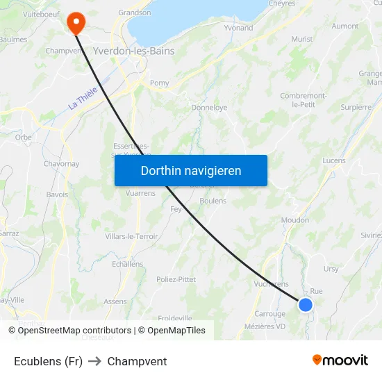 Ecublens (Fr) to Champvent map