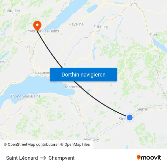 Saint-Léonard to Champvent map